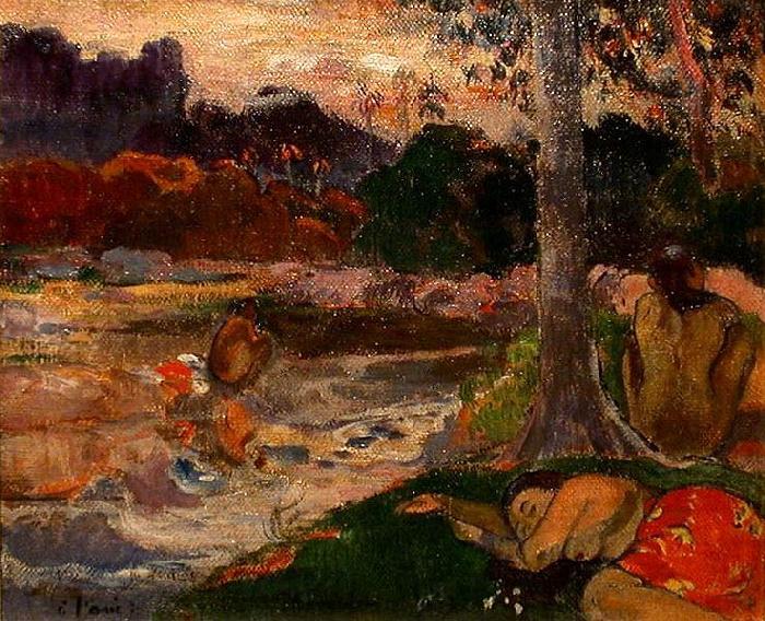 Paul Gauguin Tahitians on the Riverbank oil painting image